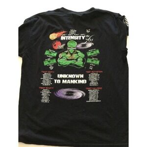 Gildan DryBlend Black T Shirt Intensity Unknown to Mankind Graphic Large